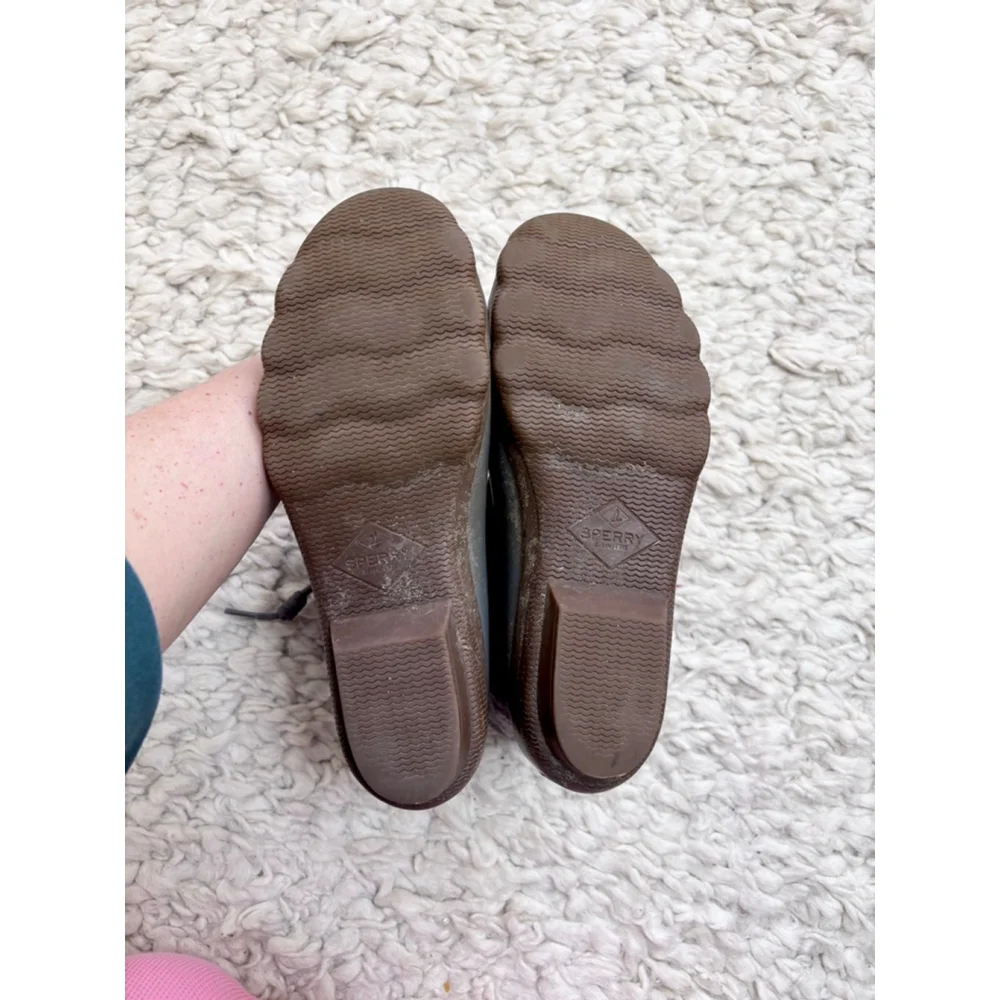 Women's Sperry Gray Quilted Duck Boots Size 8 Wool Blend Waterproof